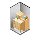 Interior of a 5x5 storage unit at U-STOR. It’s large enough for mattresses, tables, and boxes, yet small enough to stay affordable — perfect for temporary or long-term use.